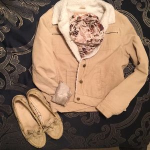 Khaki and White Fur Jacket